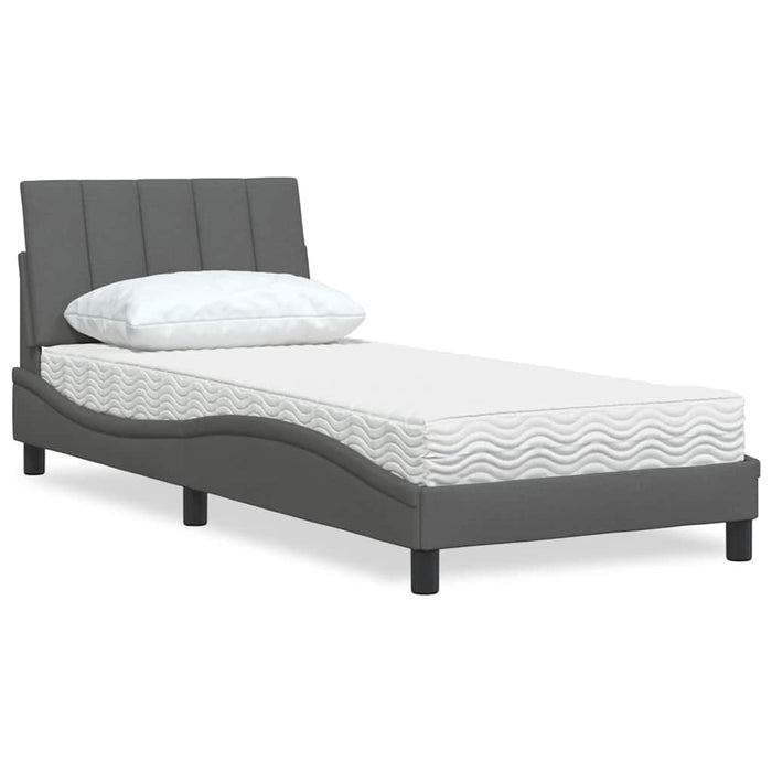 vidaXL Letto con Materasso Grigio Scuro 80x200 cm in Tessuto