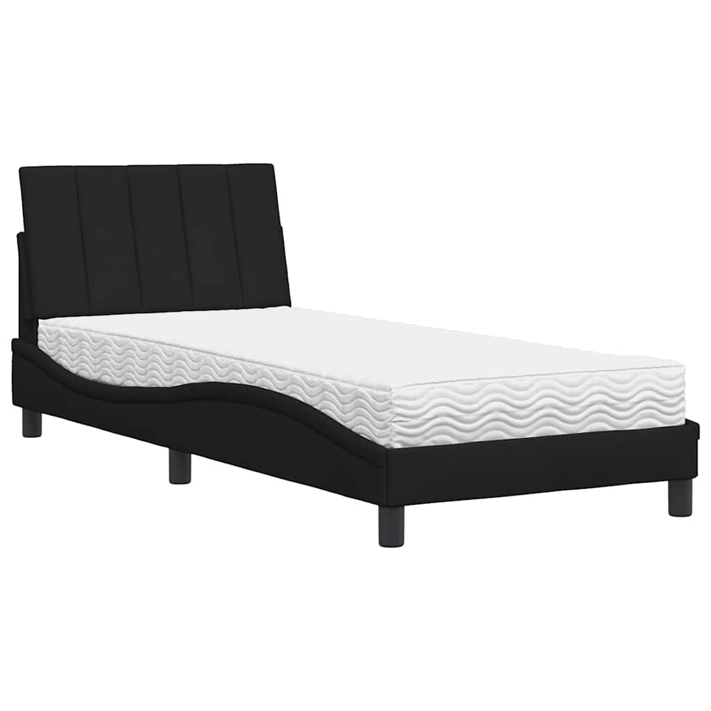 vidaXL Letto con Materasso Nero 90x190 cm in Tessuto