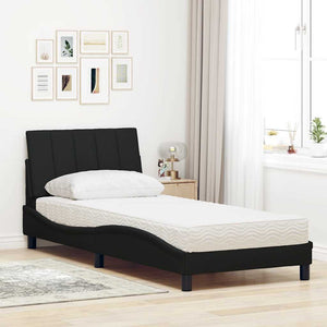 vidaXL Letto con Materasso Nero 90x190 cm in Tessuto