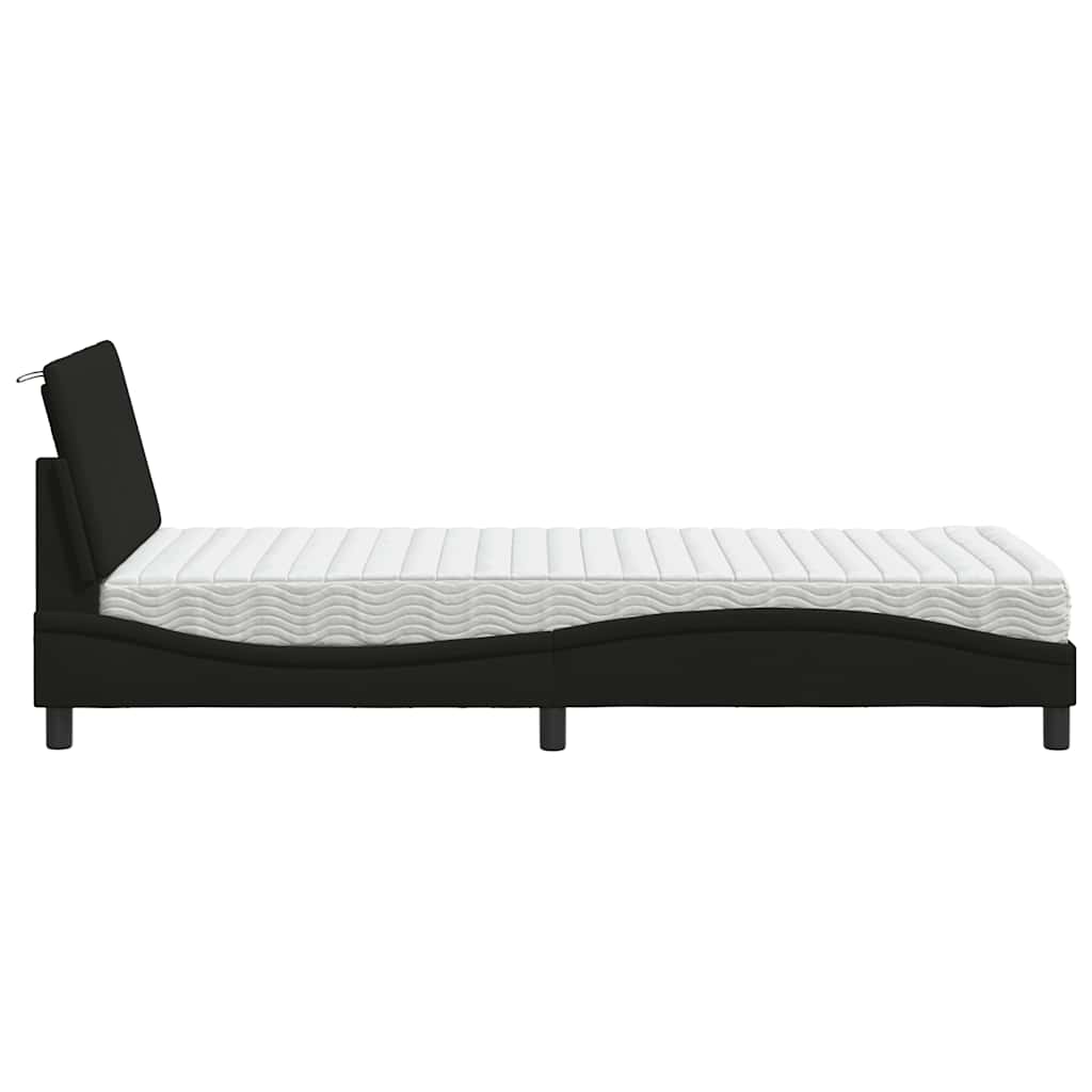 vidaXL Letto con Materasso Nero 90x190 cm in Tessuto