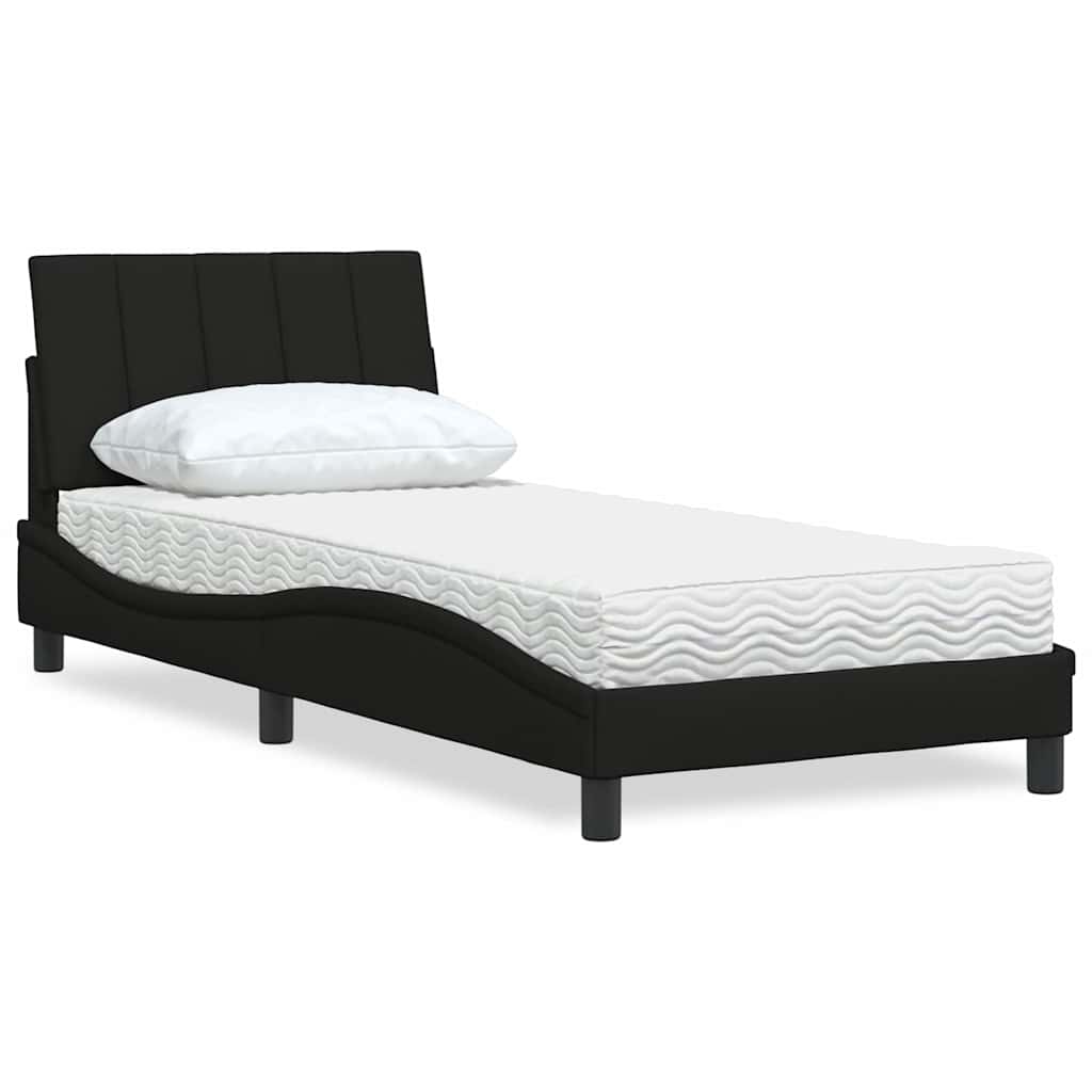 vidaXL Letto con Materasso Nero 90x190 cm in Tessuto