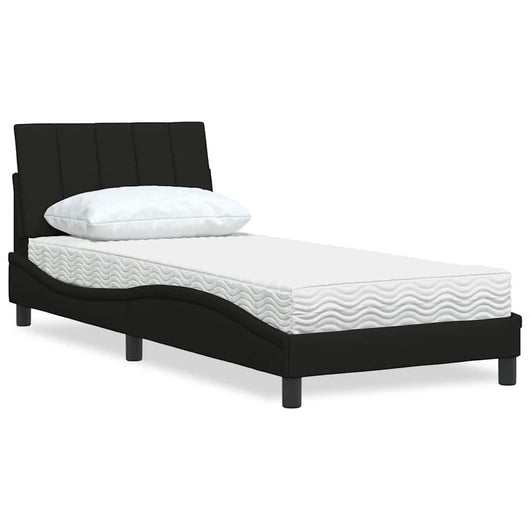 vidaXL Letto con Materasso Nero 90x190 cm in Tessuto