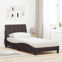 vidaXL Letto con Materasso Marrone Scuro 90x190 cm in Tessuto