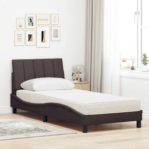vidaXL Letto con Materasso Marrone Scuro 90x190 cm in Tessuto