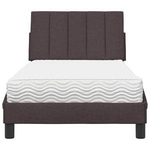 Letto con Materasso Hanko Marrone Scuro 90x190 cm in Tessuto 3310499
