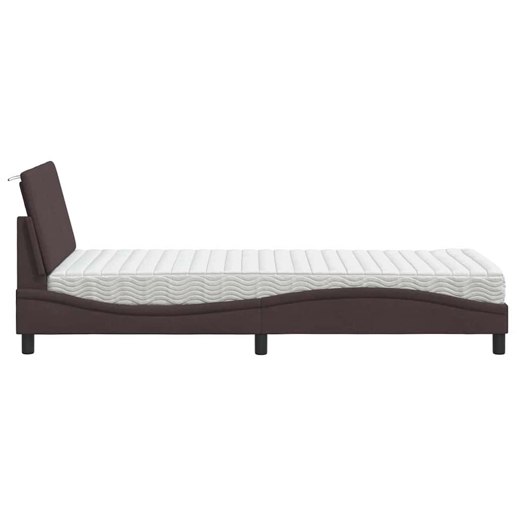 Letto con Materasso Hanko Marrone Scuro 90x190 cm in Tessuto 3310499