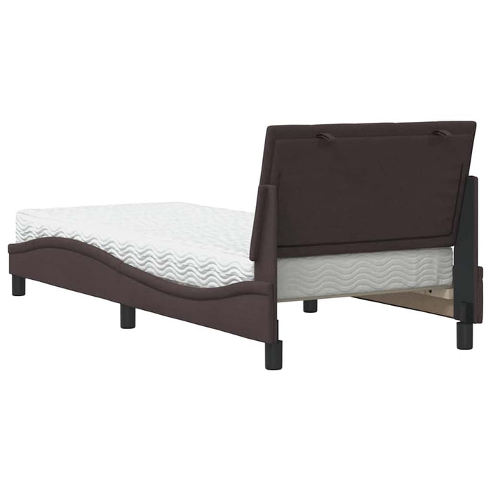 Letto con Materasso Hanko Marrone Scuro 90x190 cm in Tessuto 3310499