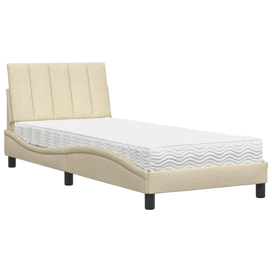 vidaXL Letto con Materasso Crema 90x190 cm in Tessuto