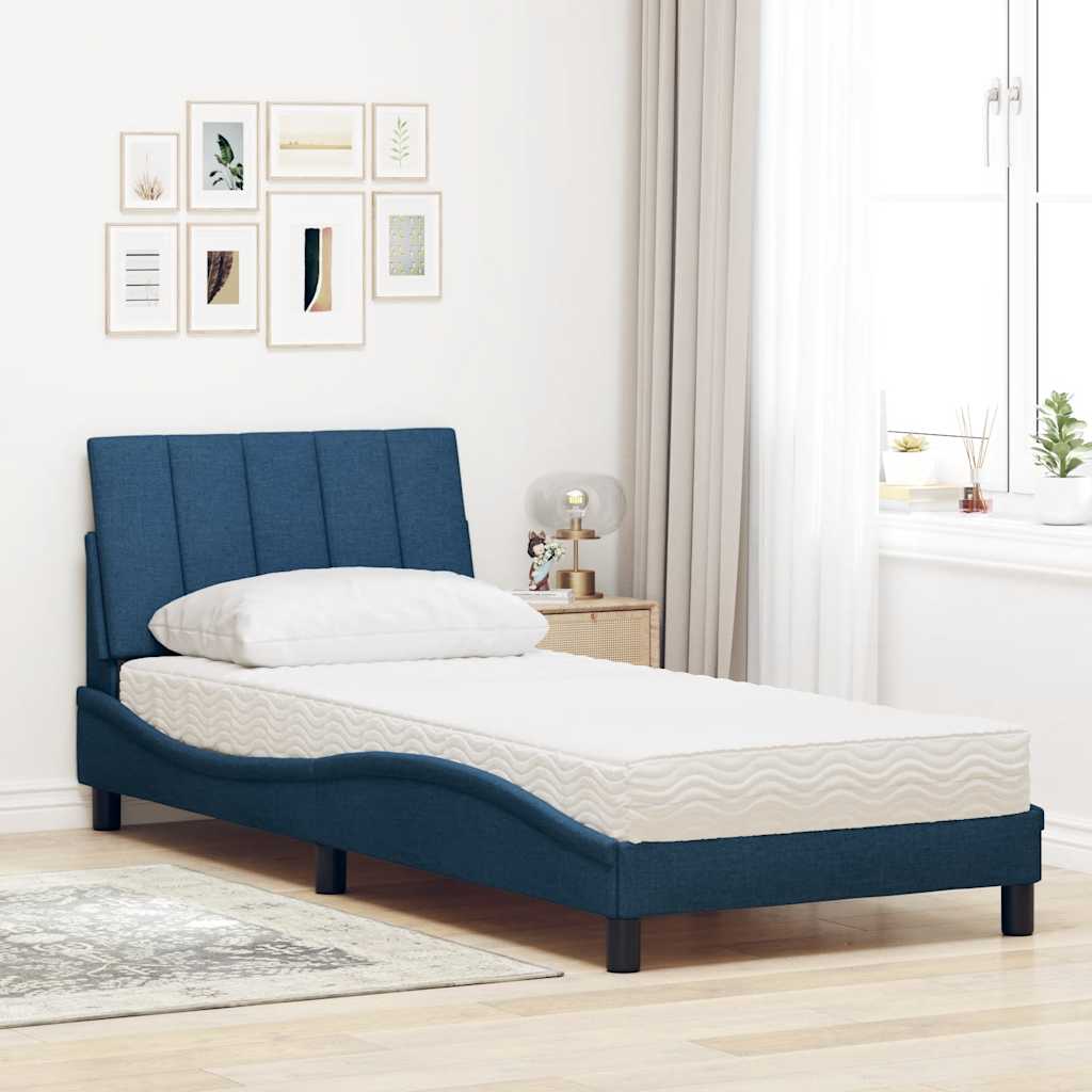 vidaXL Letto con Materasso Blu 90x190 cm in Tessuto