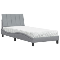 vidaXL Letto con Materasso Grigio Chiaro 90x200 cm in Tessuto
