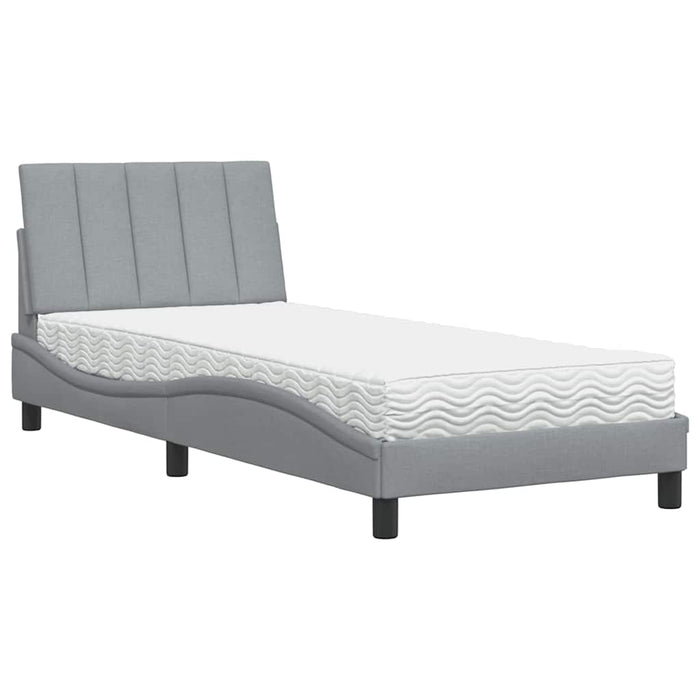 vidaXL Letto con Materasso Grigio Chiaro 90x200 cm in Tessuto