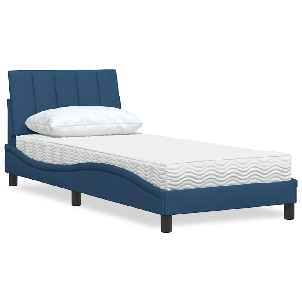 vidaXL Letto con Materasso Blu 90x200 cm in Tessuto