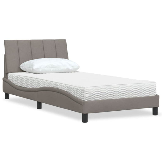 vidaXL Letto con Materasso Tortora 100x200 cm in Tessuto