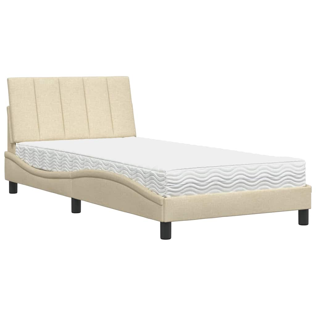 vidaXL Letto con Materasso Crema 100x200 cm in Tessuto