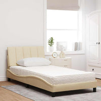 vidaXL Letto con Materasso Crema 100x200 cm in Tessuto