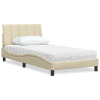 vidaXL Letto con Materasso Crema 100x200 cm in Tessuto