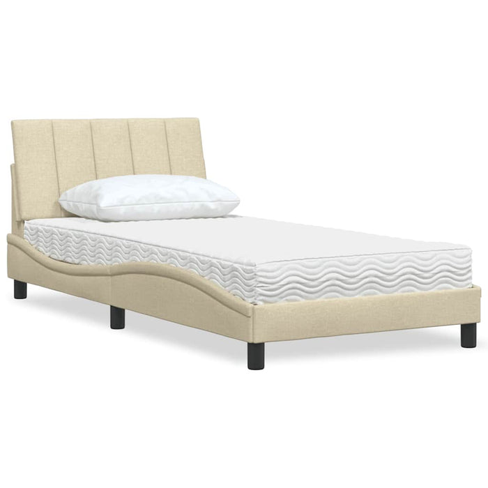 vidaXL Letto con Materasso Crema 100x200 cm in Tessuto