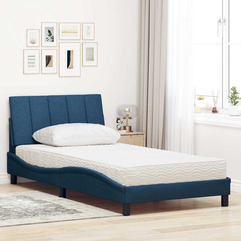 vidaXL Letto con Materasso Blu 100x200 cm in Tessuto