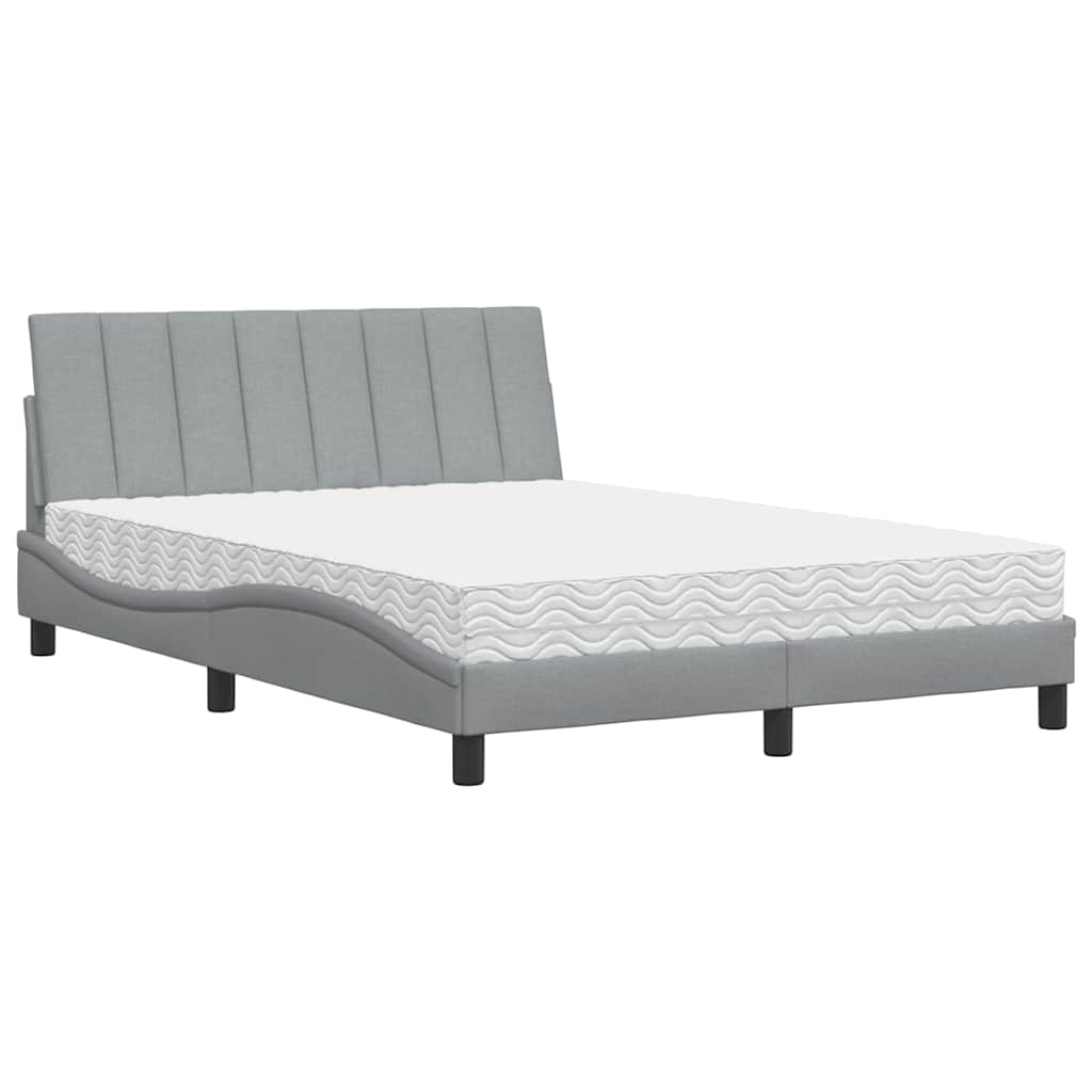 vidaXL Letto con Materasso Grigio Chiaro 120x200cm Tessuto