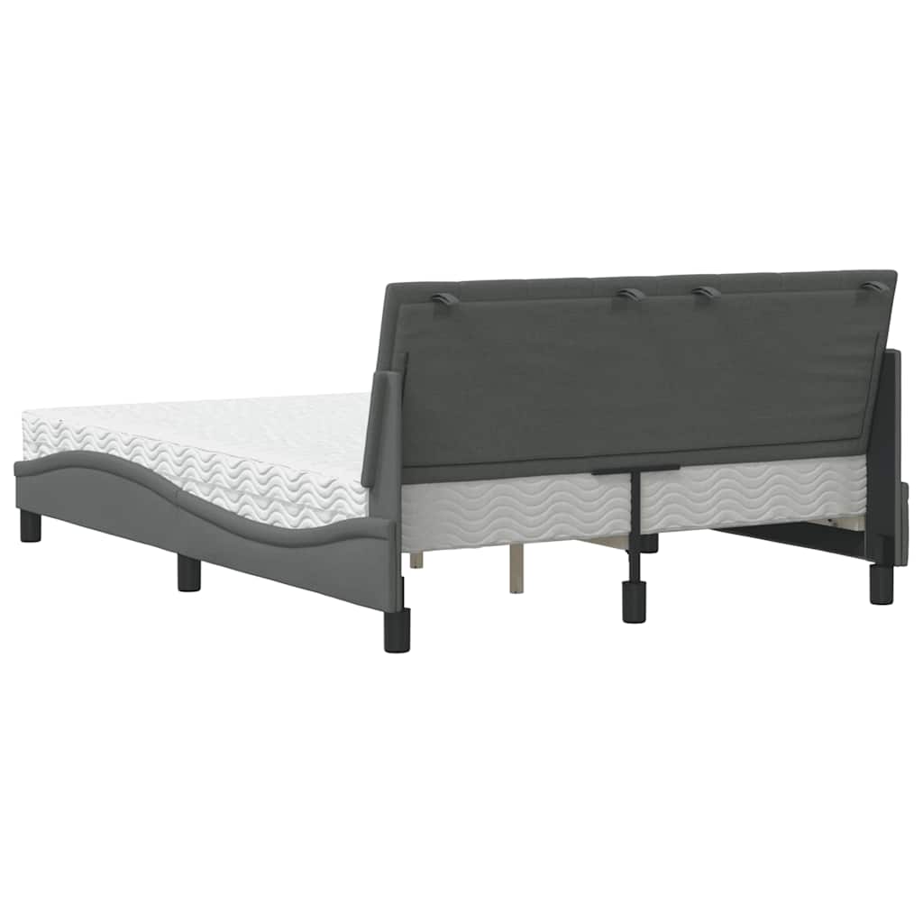 vidaXL Letto con Materasso Grigio Scuro 120x200 cm Tessuto