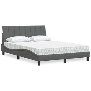 vidaXL Letto con Materasso Grigio Scuro 120x200 cm Tessuto