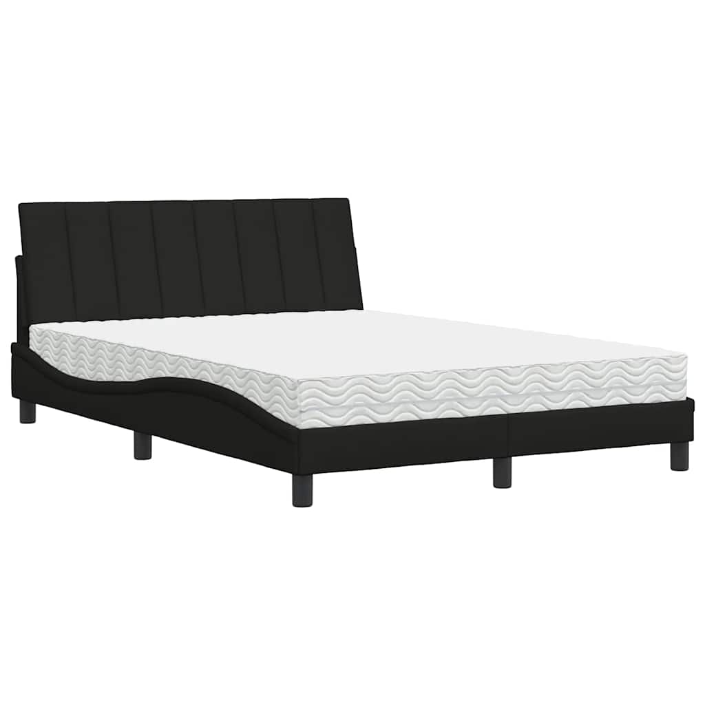 vidaXL Letto con Materasso Nero 120x200 cm in Tessuto