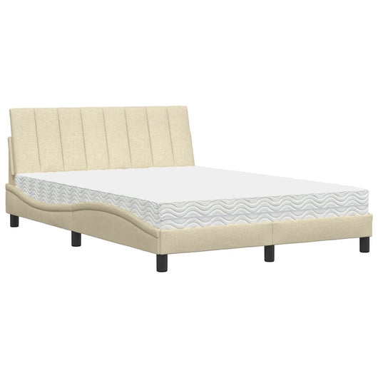 vidaXL Letto con Materasso Crema 120x200 cm in Tessuto