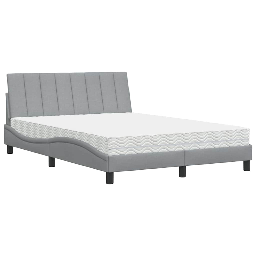 vidaXL Letto con Materasso Grigio Chiaro 140x190cm Tessuto