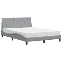 vidaXL Letto con Materasso Grigio Chiaro 140x190cm Tessuto