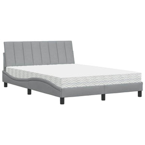 vidaXL Letto con Materasso Grigio Chiaro 140x190cm Tessuto