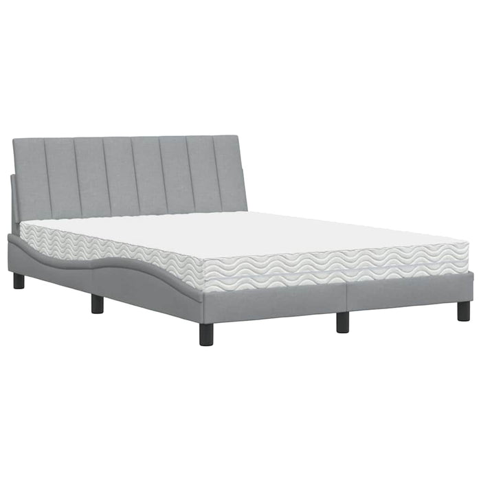 vidaXL Letto con Materasso Grigio Chiaro 140x190cm Tessuto