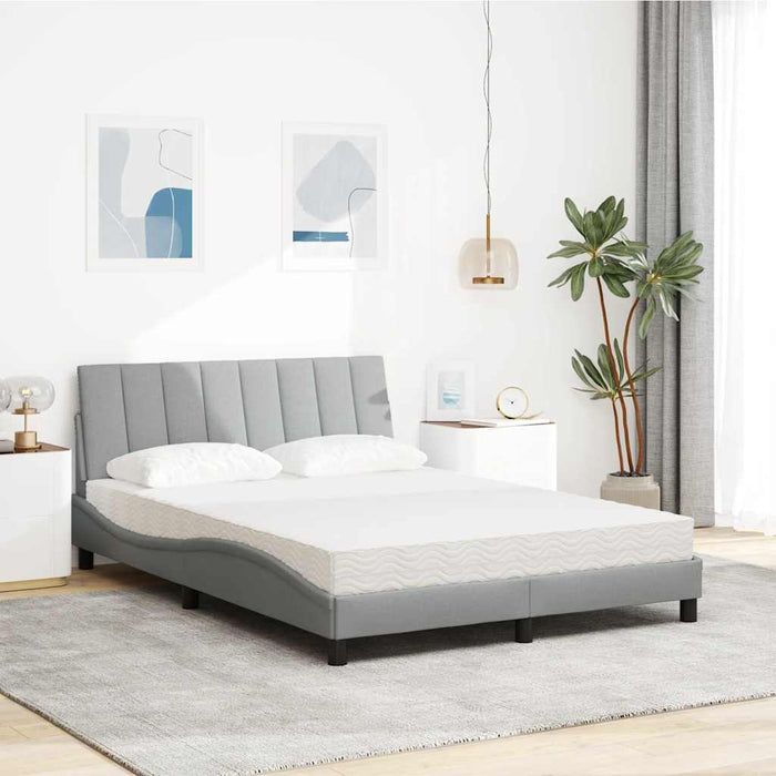 vidaXL Letto con Materasso Grigio Chiaro 140x190cm Tessuto