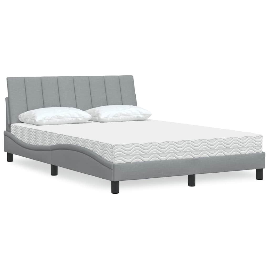 vidaXL Letto con Materasso Grigio Chiaro 140x190cm Tessuto