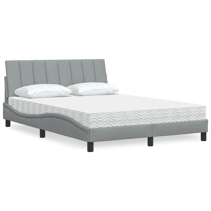 vidaXL Letto con Materasso Grigio Chiaro 140x190cm Tessuto
