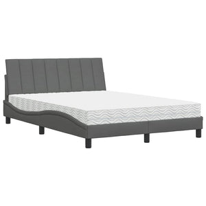 vidaXL Letto con Materasso Grigio Scuro 140x190 cm Tessuto