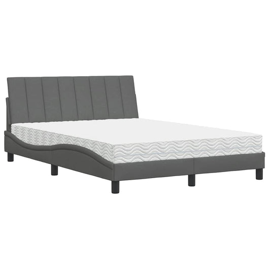 vidaXL Letto con Materasso Grigio Scuro 140x190 cm Tessuto