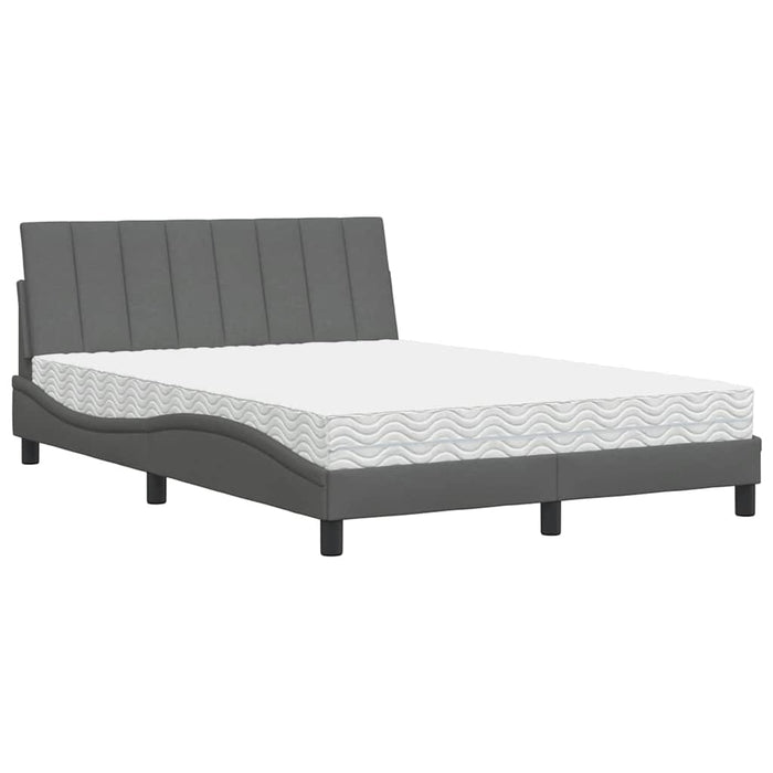 vidaXL Letto con Materasso Grigio Scuro 140x190 cm Tessuto