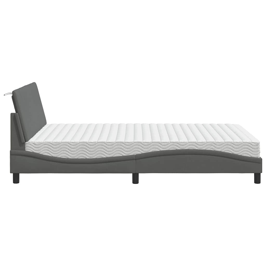 vidaXL Letto con Materasso Grigio Scuro 140x190 cm Tessuto