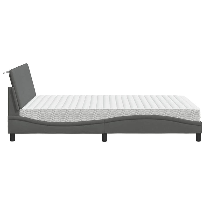 vidaXL Letto con Materasso Grigio Scuro 140x190 cm Tessuto