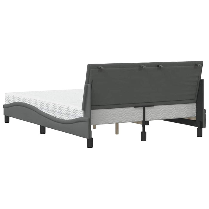 vidaXL Letto con Materasso Grigio Scuro 140x190 cm Tessuto