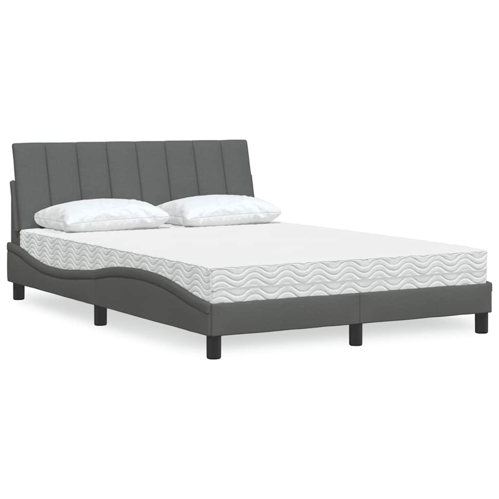 vidaXL Letto con Materasso Grigio Scuro 140x190 cm Tessuto