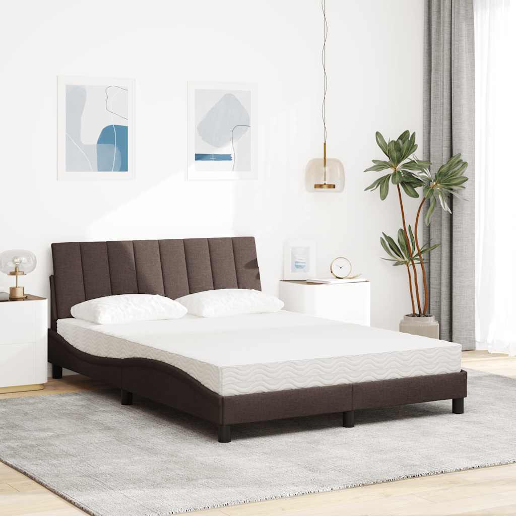 vidaXL Letto con Materasso Marrone Scuro 140x190cm Tessuto