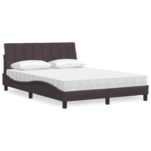 vidaXL Letto con Materasso Marrone Scuro 140x190cm Tessuto