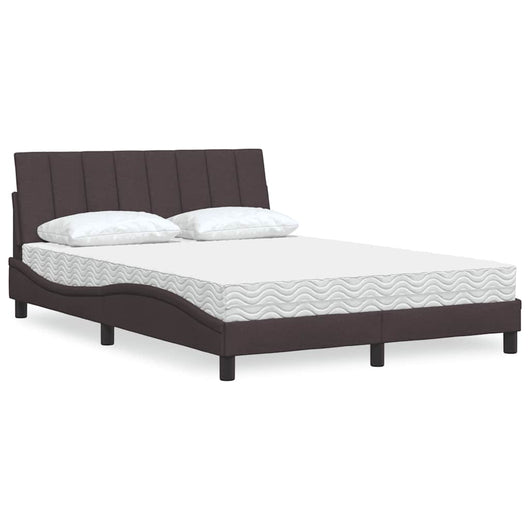 vidaXL Letto con Materasso Marrone Scuro 140x190cm Tessuto