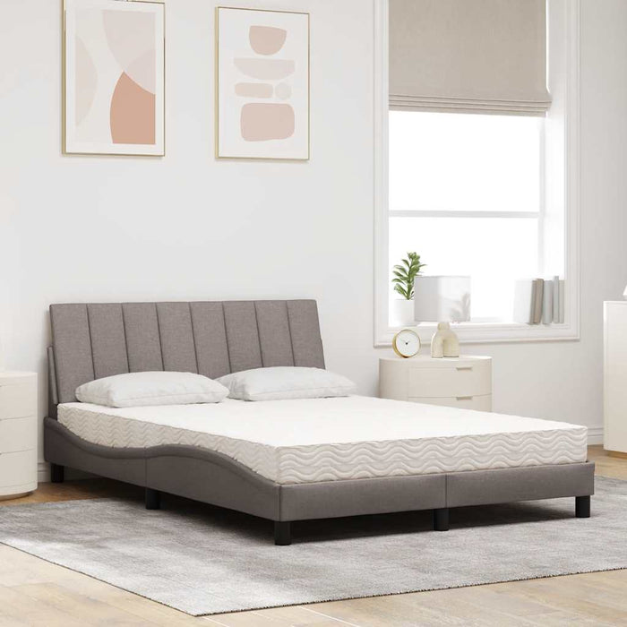 vidaXL Letto con Materasso Tortora 140x190 cm in Tessuto