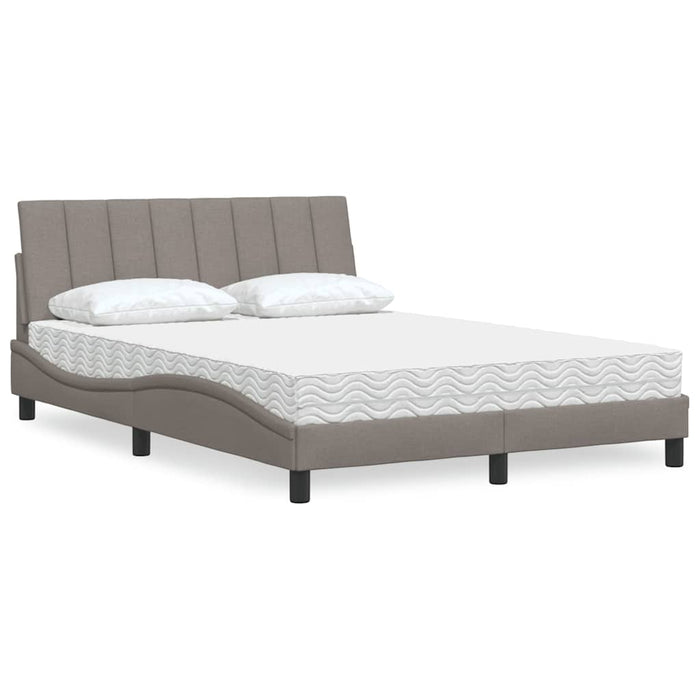 vidaXL Letto con Materasso Tortora 140x190 cm in Tessuto