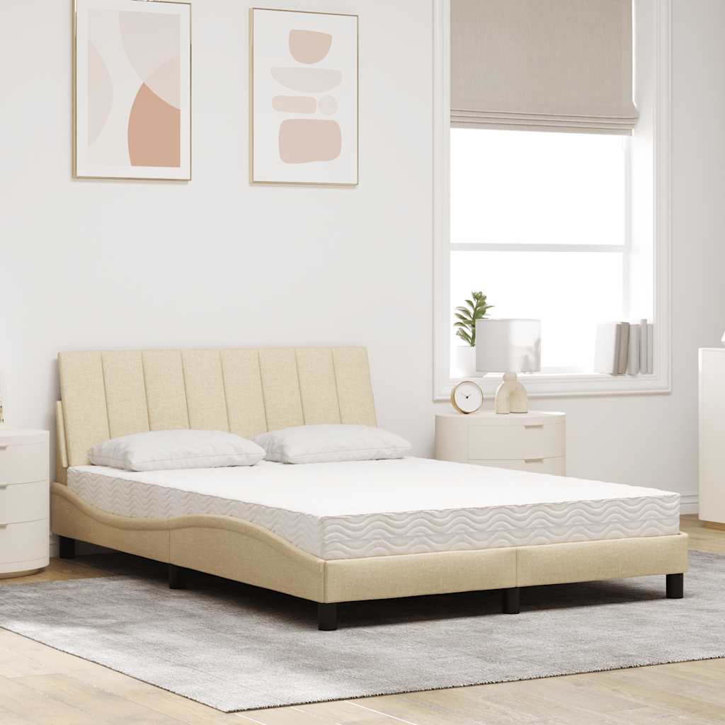 vidaXL Letto con Materasso Crema 140x19 cm in Tessuto
