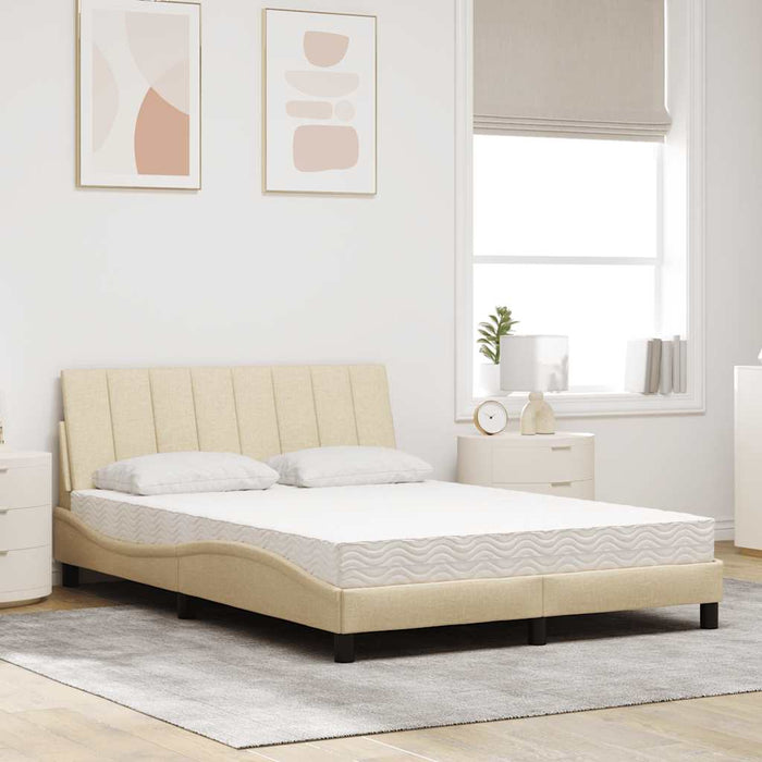 vidaXL Letto con Materasso Crema 140x19 cm in Tessuto