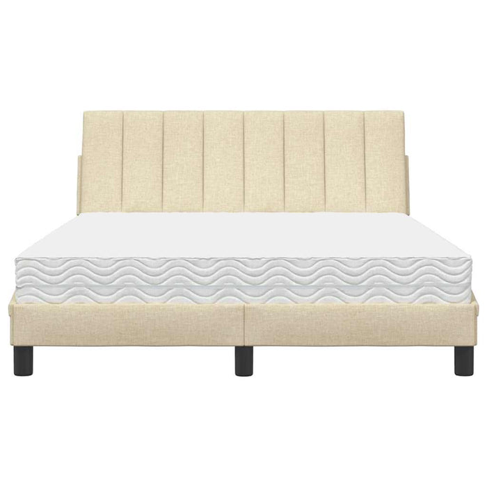 vidaXL Letto con Materasso Crema 140x19 cm in Tessuto