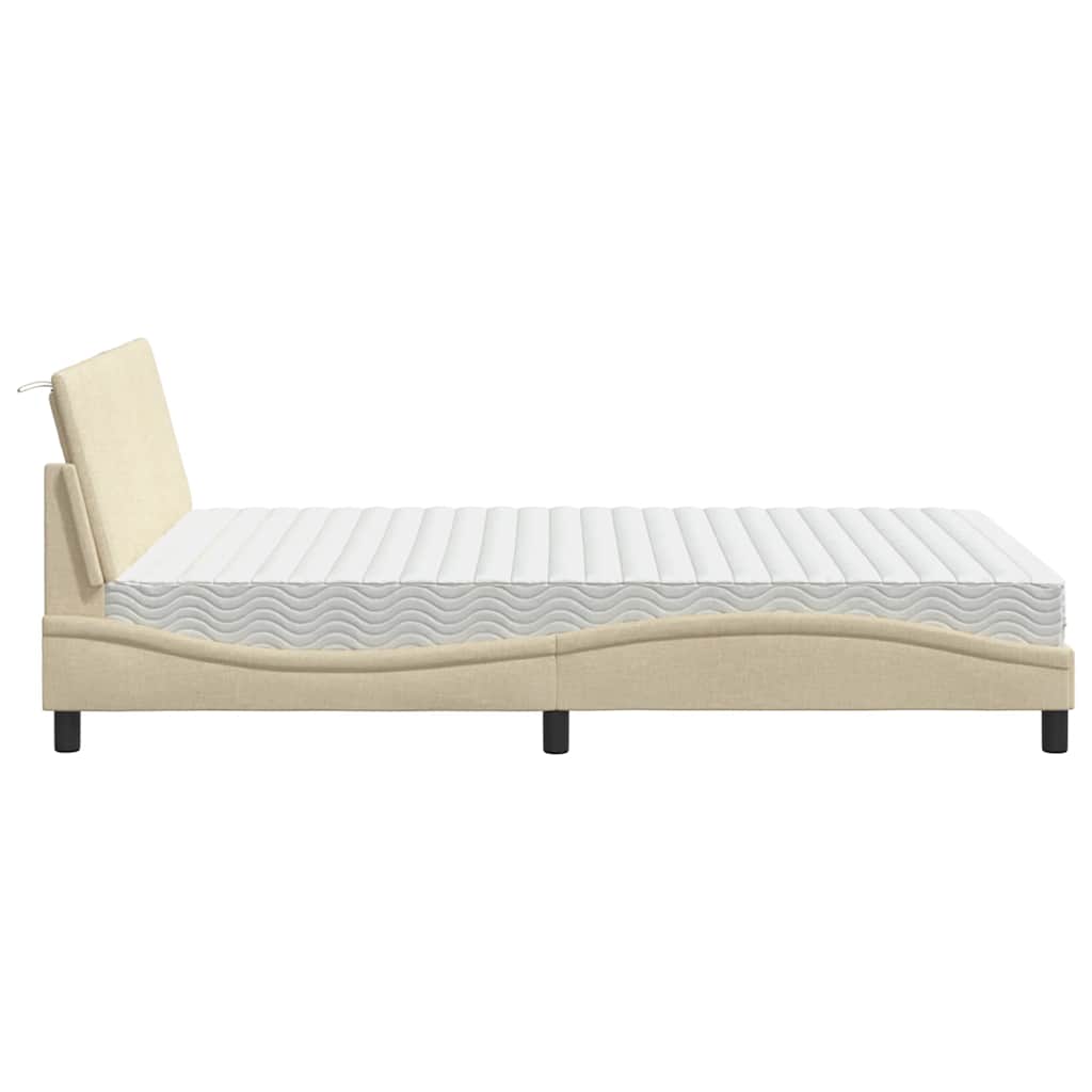 vidaXL Letto con Materasso Crema 140x19 cm in Tessuto